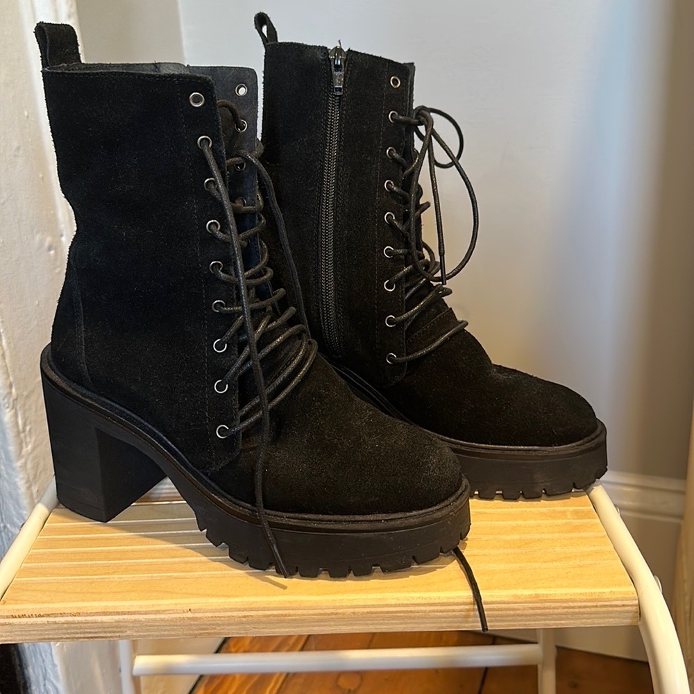 Free People Suede Combat Boots - Picture 1 of 3